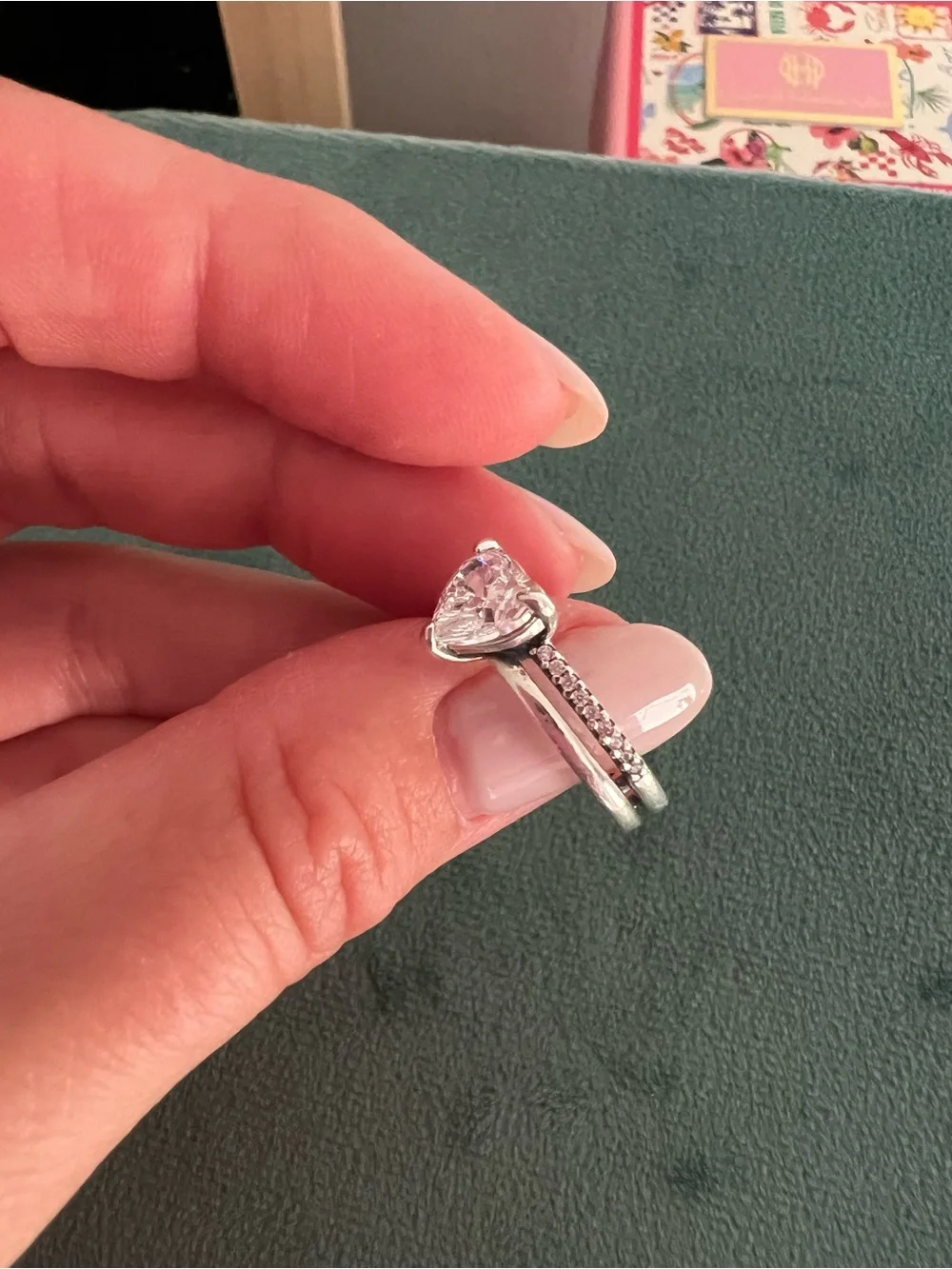 Pandora Sterling Silver Double Band Heart Ring